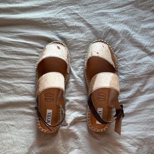Myra Bag Natural Haircalf Espadrille Sandals - Cream